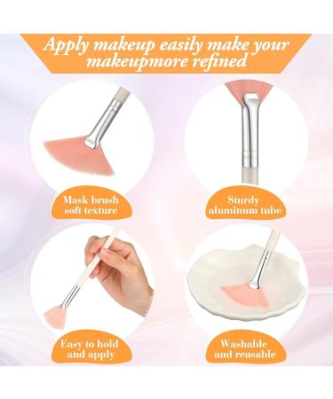 Honeydak 32 Pcs Face Mask Fan Brush Set | Soft Flat Head Facial Brush | Esthetician & Cosmetic Makeup Tools for Eyelash Extension, Mud & Clay Mask Application | Pink White - Buy Online on GoSupps.com