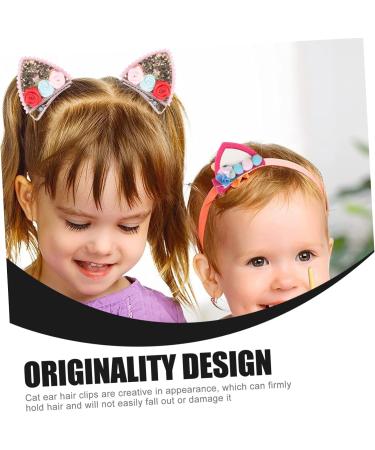 FAVOMOTO 4 Pairs Animal Ear Hair Barrette Hair Accessories for Hair Barrette Hair Barrette Cat Ears Hairpins Barrette Sequin Hair Clips Cute Cloth - Buy Online on GoSupps.com