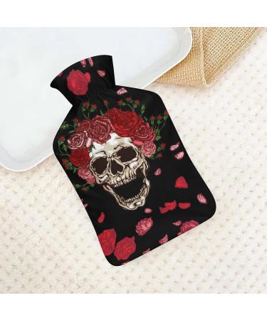 Buy Flower Skull Hot Water Bottle with Plush Cover | Cozy Hand Warmer for Adults & Kids - 26.5x15.3cm International Shipping - Buy Online on GoSupps.com