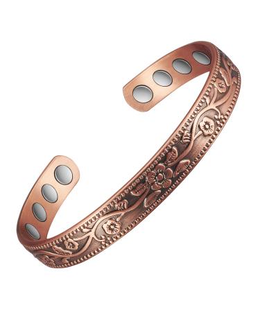3500 Gauss Magnetic Arthritis copper bracelet 99.99 Pure copper plum blossom pattern female bracelet contains 8-magnets effectively promotes blood circulation and loses weight