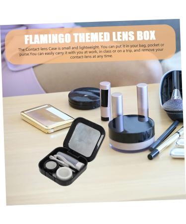 Ultechnovo Flamingo Pattern Contact Lens Organizer Set - Stylish Eye Lens Container & Travel Makeup Bracket for Lenses & Glasses - Buy Online on GoSupps.com