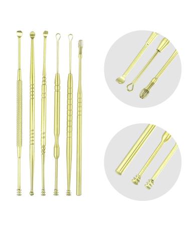 VOCOSTE 6Pcs Stainless Steel Ear Cleansing Tool Set with Storage Case - Gold Tone | Ear Cleaner Ear Care Set - Buy Online on GoSupps.com