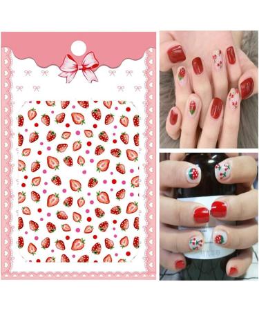 3pcs Summer Fruit Nail Stickers - Strawberry, Cherry, Watermelon Nail Decals - Buy Online on GoSupps.com
