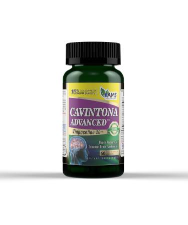 America Medic & Science Cavintona Advanced Supplement Vinpocetine 20mg for Memory Recall & Brain Health Supports Cognitive Function Focus Mental Clarity & Blood Flow 60 Capsules