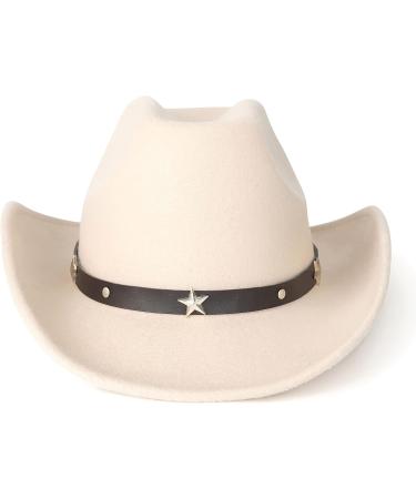 Western Cowboy Cowgirl Hat | Lisianthus Outdoor Felt Wide Brim | Beige | Medium - Buy Online on GoSupps.com