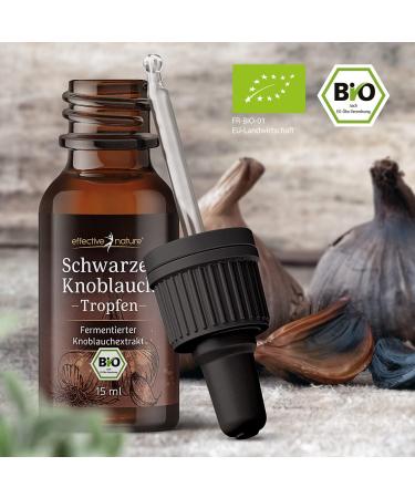 Organic Black Garlic Extract Liquid 15ml - High Dose 600mg S-Allylcysteine - Alcohol-Free - 100% Fermented - Easy Dosage with Pipette - Buy Online on GoSupps.com