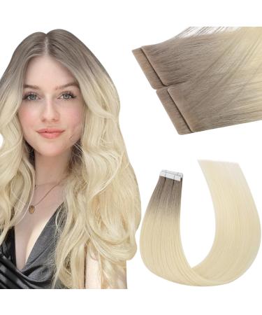 Moresoo virgin tape in extensions real hair ashblond extensions real hair tape ombre ash blonde to platinum blonde hair extension real hair tape 55cm Good quality 5PCs 12.5gram #19t60 55 cm 2. VIRGIN #R19T60