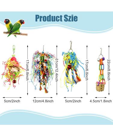 Pinenuts 4 Pack Bird Shredding Budgies Toys Parrots Chewing Hanging Foraging Toys Parrot Cage Shredder Toys Birds Cage Accessories for Small Parrots Parakeets Conures Love Birds Finches - Buy Online on GoSupps.com