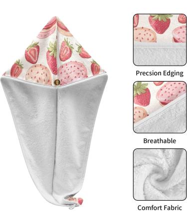 Shop Pink Strawberry Cakes Hair Towel 2 Pack - Super Absorbent Quick Dry Hair Turbans for Women & Girls - Buy Online on GoSupps.com