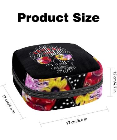 Multicoloured Skull Menstrual Cup Pouch & Sanitary Napkin Organizer - Buy Online on GoSupps.com