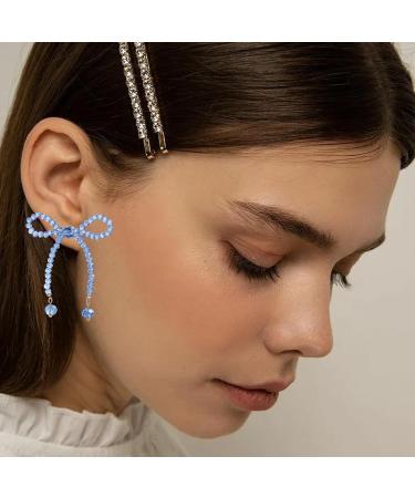 ROYALEAD Handmade Crystal Beads Bowknot Earrings Vintage Butterfly Bow Dangle Earrings Ear Studs for Women Girls Party Jewelry Green - Buy Online on GoSupps.com