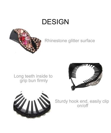 4 Pack Rhinestone Gem Banana Hair Clips - Sparkly Leaf Design for Thick Hair - Buy Online on GoSupps.com