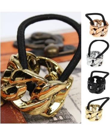 JUSTFOX Gold Curb Chain Hair Ring - Elegant Hair Accessory for Stylish Women | International Shipping Available - Buy Online on GoSupps.com