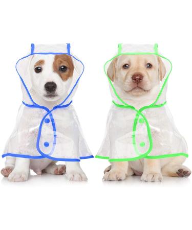 2 Piece Clear Pet Dog Raincoat Hooded Rain Jacket for Small Medium Dogs - Blue/Green S - Buy Online on GoSupps.com