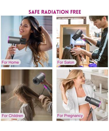 Slopehill Professional Ionic Hair Dryer - 1800W Fast Drying, Low Noise, 2 Nozzle and 1 Diffuser Attachments - Dark Grey - Buy Online on GoSupps.com