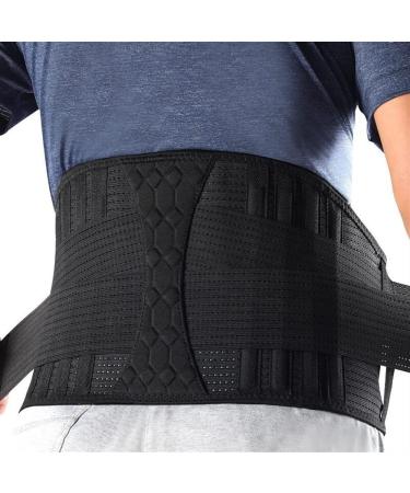 Back support for back pain back support belts for women men breathable decompression belts for the lumbar spine with waist cushion in the case of herniated disc sciatica (color: black m black