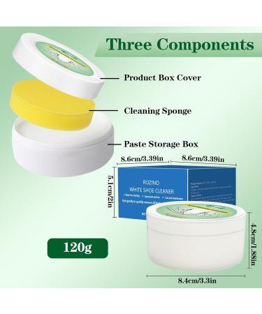 Kinwodon White Shoe Cleaning Cream White Trainer Cleaner with Sponge All Purpose Shoe Whitener for Trainers Sneaker Stain Removal Cream Paste for Shoes Clothes Sofa Cleaning - Buy Online on GoSupps.com