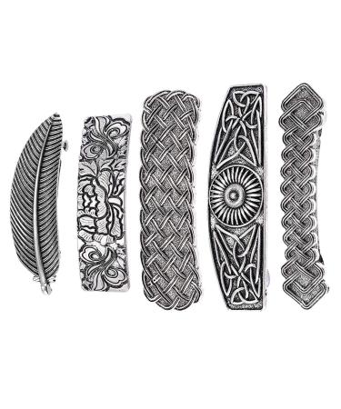 DYNWAVE 5x Classic Floral French Spring Barrette Celtic Metal Hair Clip Hairpin Clasp