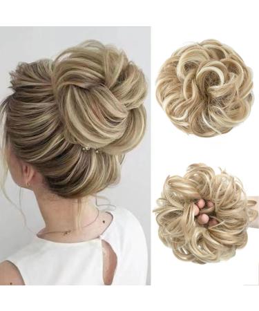 Jjstar hair part with rubber band big bun hair part blond curled hair tie with hair updos hair extension messy bun hair parts for women girl ponytail (dirty blonde) - Buy Online on GoSupps.com