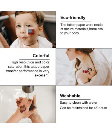 MECOLOUR Printable Temporary Tattoo Paper 5 Sets 8.5X11 | DIY Inkjet Printer Transfer Decal Paper for Skin | Festivals, Parties, Birthdays | 5 Sheets - Buy Online on GoSupps.com