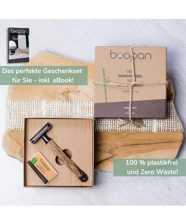 BOOpan Premium Women's Razor Set - Sustainable Hobel with Bamboo Grip & 5 Blades - Safe & Gentle Shave - eBook Included - Buy Online on GoSupps.com