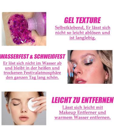  EONFAVE Festival Chunky Mermaid Glitter Body Gel Face/Hair/Body Lotion Sequins Liquid Glitter Mermaid Eyeshadow Sparkling Glitter for Party Masquerade Birthday - Buy Online on GoSupps.com