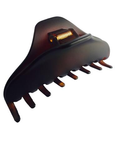 Parcelona French Thin Boss Medium Dark Brown Shell Matte Finish Covered Spring Jaw Hair Claw Clip Clutcher Clamp - 3.5 Inches
