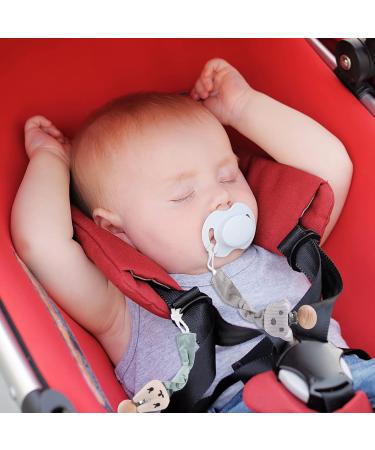 Buy 2-Piece Baby Pacifier Chain - Rabbit & Bear Pattern Fabric Strap with Wood Clip | Gift for Newborn Boys - Gray - Buy Online on GoSupps.com