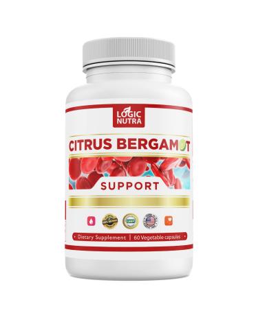 Citrus Bergamot Supplement for High Cholesterol 1000mg Citrus Bergamot Extract 10:1 (2 Caps) Organic, Non-GMO, Patented Clinical Grade Bergamot Blend for Heart Health 60 Capsules