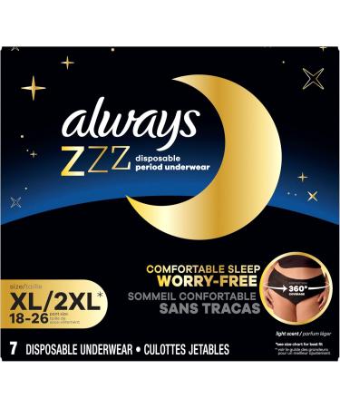Always ZZZ Overnight Disposable Period Underwear for Women Sz XL 360 Coverage for Worry-Free Nights 7 Count - Buy Online on GoSupps.com