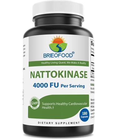 Brieofood Nattokinase 4 000 FU (Fibrinolytic Unit) per Serving - 180 Capsules - Circulatory Health Support - Buy Online on GoSupps.com