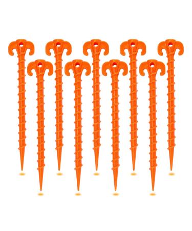 Hikemax Spiral Plastic Tent Stakes 15 Pack - 10 Inch Heavy Duty Beach Tent Pegs Canopy Stakes - Essential Gear for Camping, Backpacking, Gardening and More
