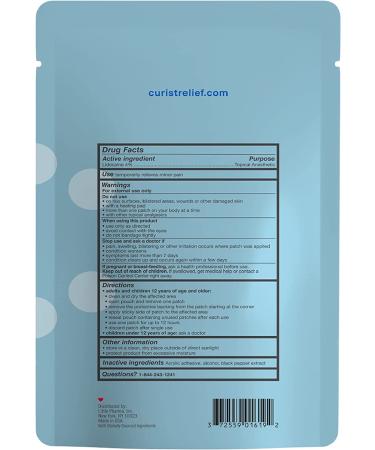 Curist Lidocaine Patches - Maximum Strength Pain Relief for Back, Neck & Sore Muscles - 20 Clear Patches - 4% Lidocaine - Buy Online on GoSupps.com