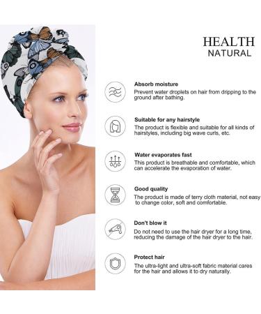 Skull Butterfly Microfiber Hair Towel Wrap for Women - Super Absorbent Hair Turban 10" x 26 - Buy Online on GoSupps.com