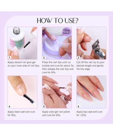 Shop Saviland 4-in-1 Nail Tips & Glue Gel Kit - 500 Almond Full Cover Tips & Mini UV LED Lamp for Easy DIY Nail Art - Buy Online on GoSupps.com