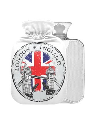 Tower Bridge stamp flag BPA-free hot water bottle with cover 2 l large hot water bag for pain relief back pain hot and cold therapy