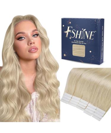 FSHINE TAPE in Brazilian real hair blond adhesive tape hair extensions 35cm skin shot hair extensions platinum blonde remy brazilian real hair extension 50 grams 20 pieces #60 1. tape #60 35cm