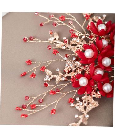 FOMIYES Wedding Side Comb Handmade Comb Bridal Bride Headpieces for Wedding Birde Headdress Hair Insert Comb Rhinestone Headpiece Tiara Red Women's Rhinestones Issue Card - Buy Online on GoSupps.com