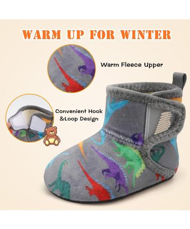 JOINFREE Baby Slippers with Non-Slip Rubber Sole for Toddlers - Greydinosaur - Size 7/7.5 UK - Buy Online on GoSupps.com