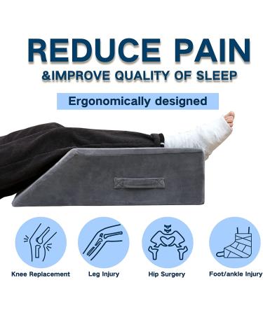 TANYOO Velvet Leg Pillow for Surgery Recovery | Leg Elevation & Pain Relief | Washable Cover | Medium Size (25.5x9.4x7.5) Dark Grey - Buy Online on GoSupps.com