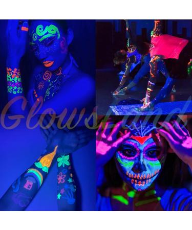 UV Black Light Reactive Face & Body Paint - Neon Fluorescent 8-Color Powder for Parties | Water-Based & Glow Under Black Light - Buy Online on GoSupps.com
