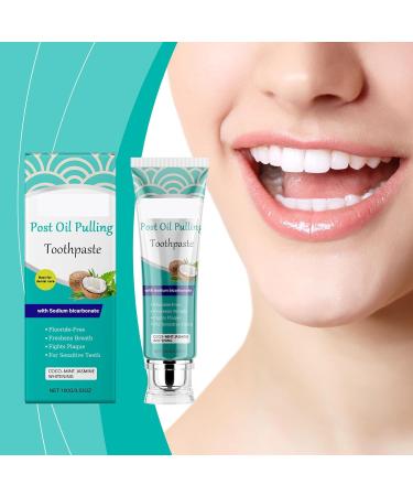 Post Oil Pulling Toothpaste with Sodium Bicarbonate Coco-Mint Jasmine Whitening Fluoride-Free Fights Plaque Freshens Breath for Sensitive Teeth 100g - Buy Online on GoSupps.com