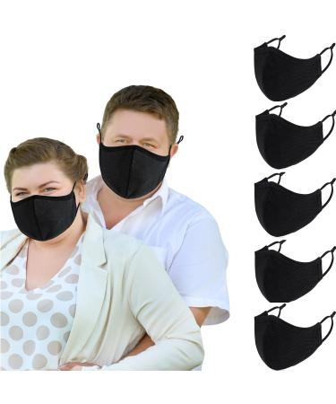 comfso 5-Pack 3-Layer Extra Large Face Masks For Big Face Women Men with Adjustable Ear Loops Reusable and Washable Dust proof (XL/X-Large Size) Extra Large/Xl for Big Face Women/Men