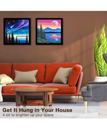 Fycert Framed Paint by Numbers 2 Pack for Adults & Kids - DIY Oil Painting Set - Beginner Friendly - 10x10 Inch - Great Gifts for Men, Women, & Children - Tree & Moon Design - Buy Online on GoSupps.com