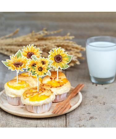 Sunflower Cupcake Toppers Sunflower Cake Picks for Flower Themed Party Birthday Party Decorations Supplies 36 Pieces - Buy Online on GoSupps.com