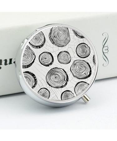Portable 3 Compartment Pill Box - Travel Pill Organizer with Wood Ring Pattern - Small Round Pill Case for Purse & Pocket - Buy Online on GoSupps.com