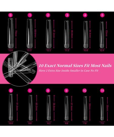 TOEDO 3XL Extra Long Square Nail Tips - 120PCS Full Cover Coffin Fake Nails Kit - Acrylic Press On Nails for Extension - 12 Sizes with Storage Box - Clear Square-Cut Design - Buy Online on GoSupps.com