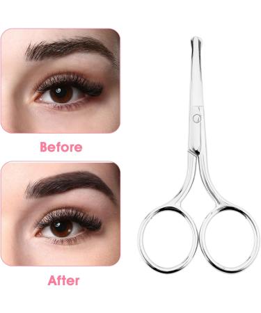 WLLHYF 3 Pcs Nose Hair Scissors Facia Eyebrow Mustache Ear Hair Grooming Trimming Scissors Stainless Steel Professional Small Beard Nail Cuticle Eyelashes Beauty Scissors for Men Women(Silver) - Buy Online on GoSupps.com