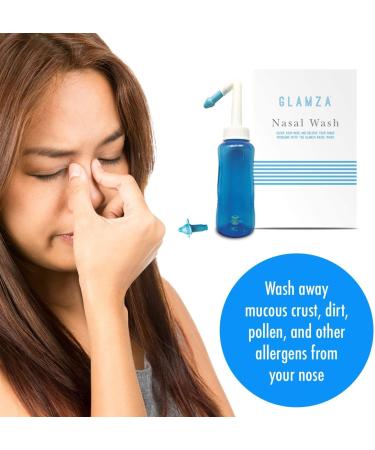 GLAMZA Neti Pot 300ml Sinus Rinse Bottle with Adult and Child Attachments - Complete Nasal Irrigation (300ml) - Buy Online on GoSupps.com