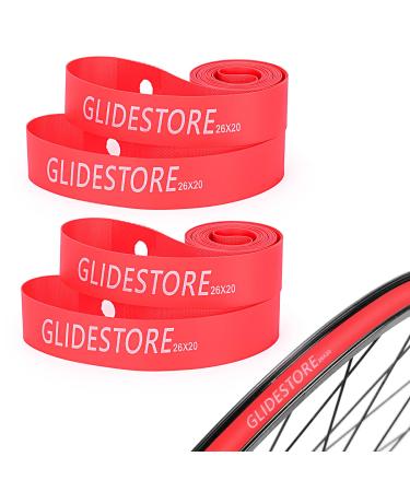 GLIDESTORE 4 Pack Bicycle Rim Strip Rim Tape for Road Bike MTB Mountain Bike Tube Protector Liner (26" x 20mm)